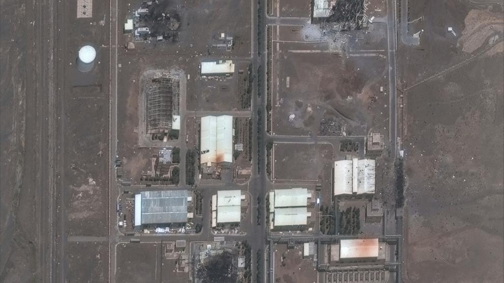 PHOTO: This satellite image provided by Maxar Technologies shows the Natanz nuclear enrichment facility, where multiple buildings were destroyed from recent Israeli airstrikes, southeast of Tehran, Iran, on June 14, 2025.