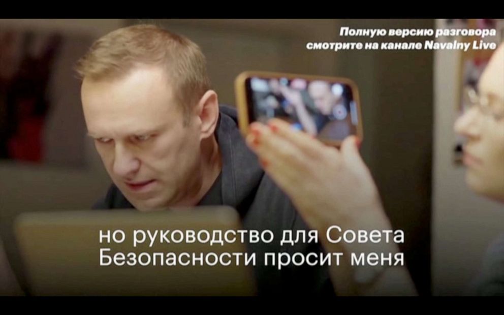 PHOTO: Russian opposition politician Alexei Navalny is seen during a phone call, when he had tricked a secret agent into disclosing details of the botched plot to kill him, at undisclosed location in Germany, December 21, 2020. 