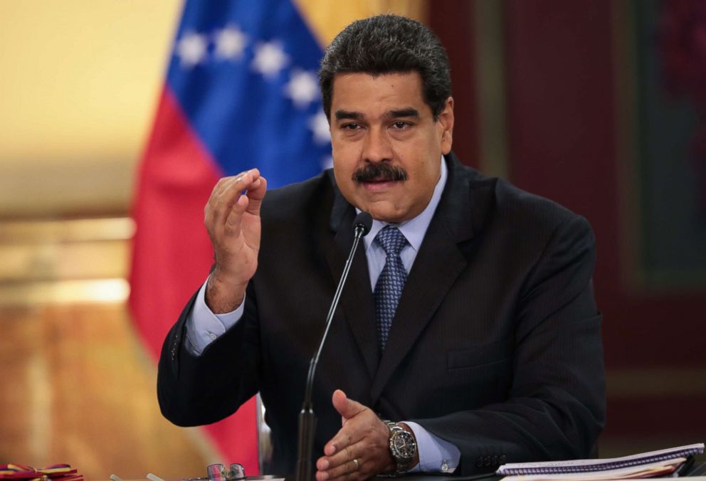PHOTO: A handout photo made available by the Miraflores Press Office shows Venezuelan President Nicolas Maduro during a mandatory radio and television broadcast in Caracas, Venezuela, Aug. 17, 2018.