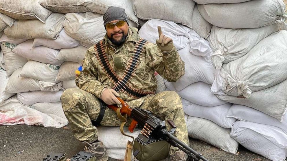 PHOTO: Jalal Noory, an Afghan refugee in Ukraine who serves in the Ukrainian armed forces, seen here near Irpin in Kyiv region in July 2022.