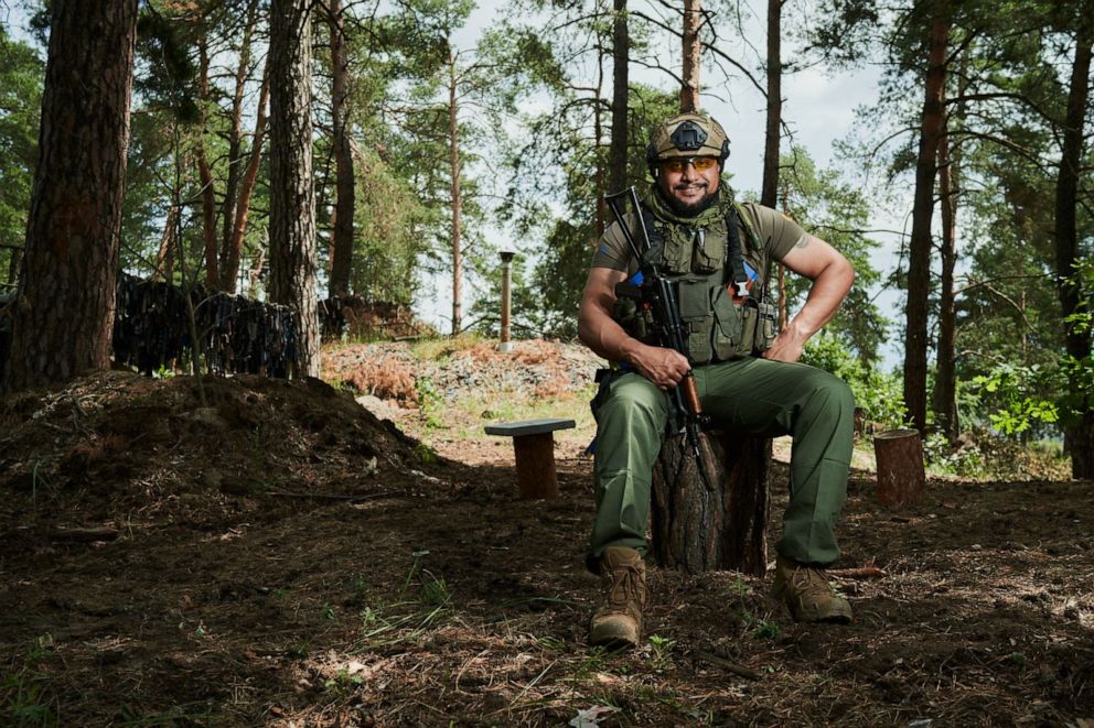 PHOTO: Jalal Noory, an Afghan refugee in Ukraine who serves in the Ukrainian armed forces, seen here in Kyiv region in July 2022.

