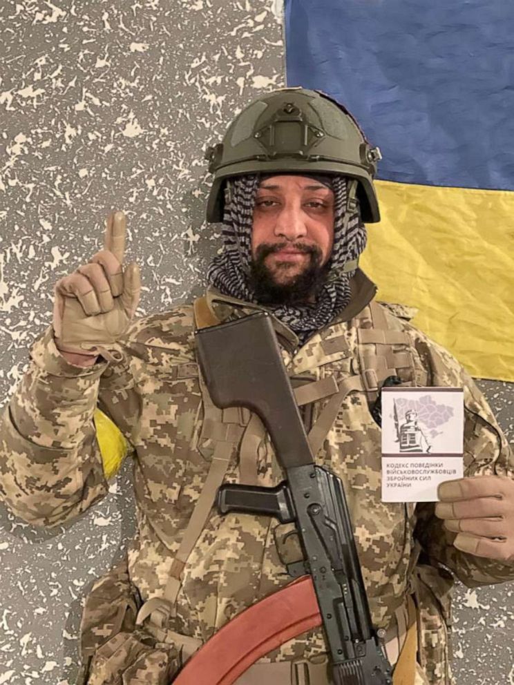 PHOTO: Jalal Noory, an Afghan refugee in Ukraine who serves in the Ukrainian armed forces, seen here on Oath Day on March 11, 2022.
