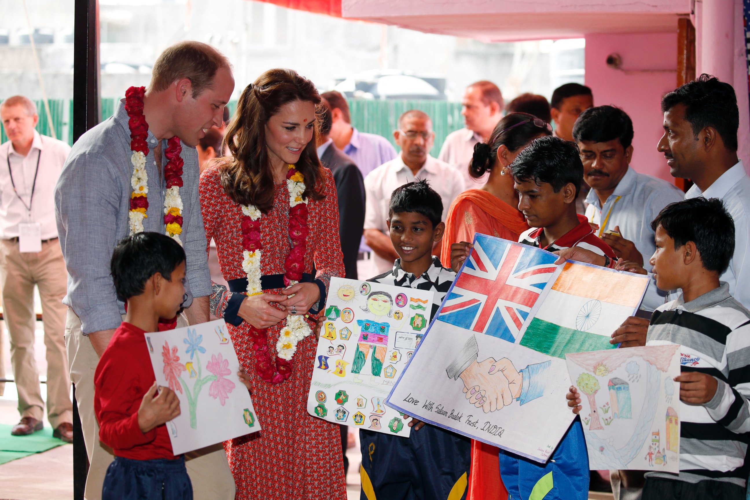 PHOTO: Prince William and Catherine, Duke and Duchess of Cambridge, visit the Salaam Baalak Trust, an organization supporting some of the most vulnerable young people living on the streets in Delhi, April 12, 2016.