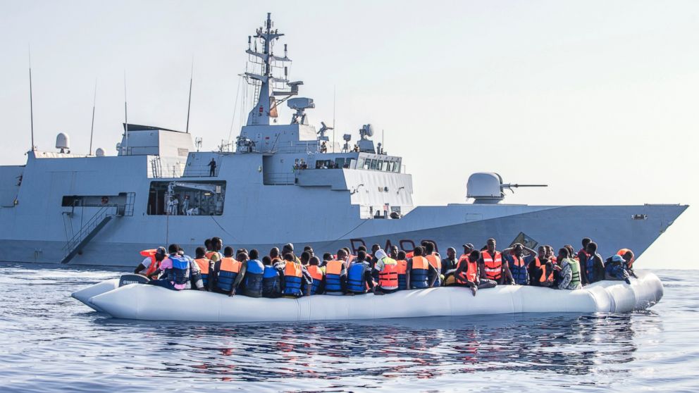 The Italian Navy rescues boats of fleeing refugees from Northern Africa in August 2016.