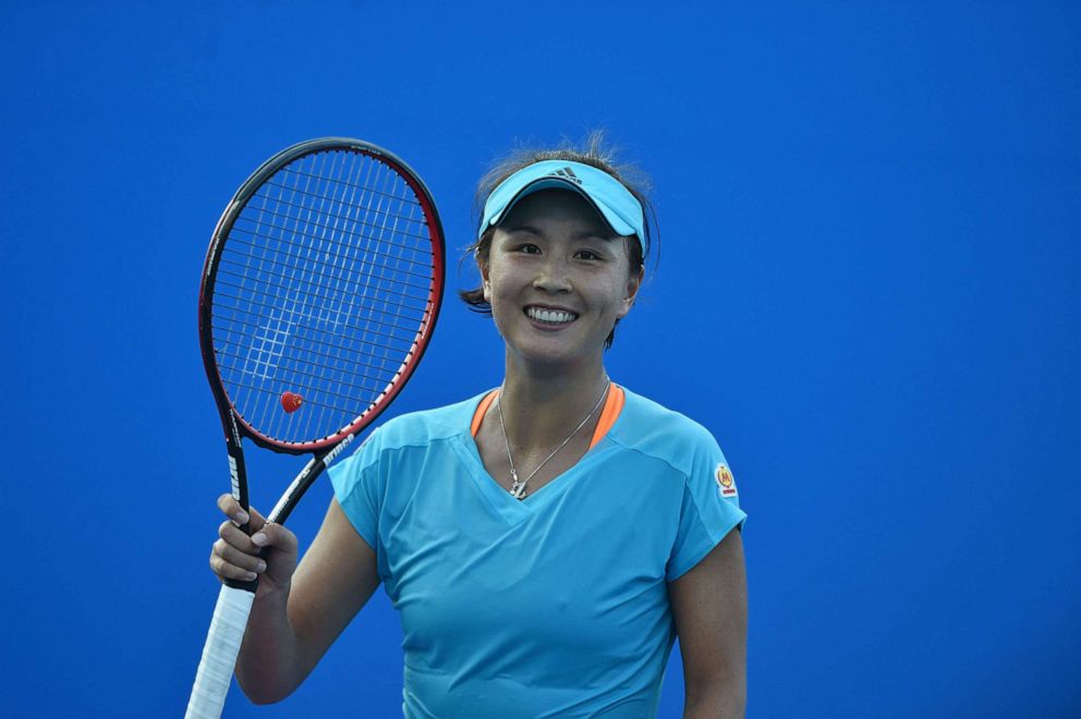 PHOTO: Peng Shuai, of China, celebrates her win against Daria Kasatkina, of Russia, during their women's singles first round match on day one of the Australian Open tennis tournament in Melbourne, Australia, Jan. 16, 2017.