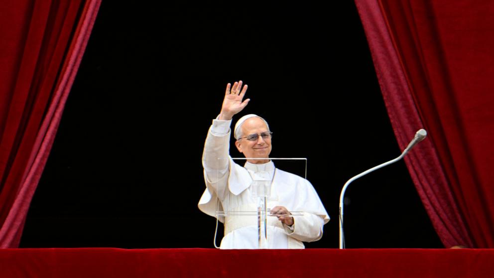 PHOTO: Pope Leo XIV delivers the Regina Caeli prayer from the main central loggia balcony of St. Peter's basilica in the Vatican, on May 11, 2025.