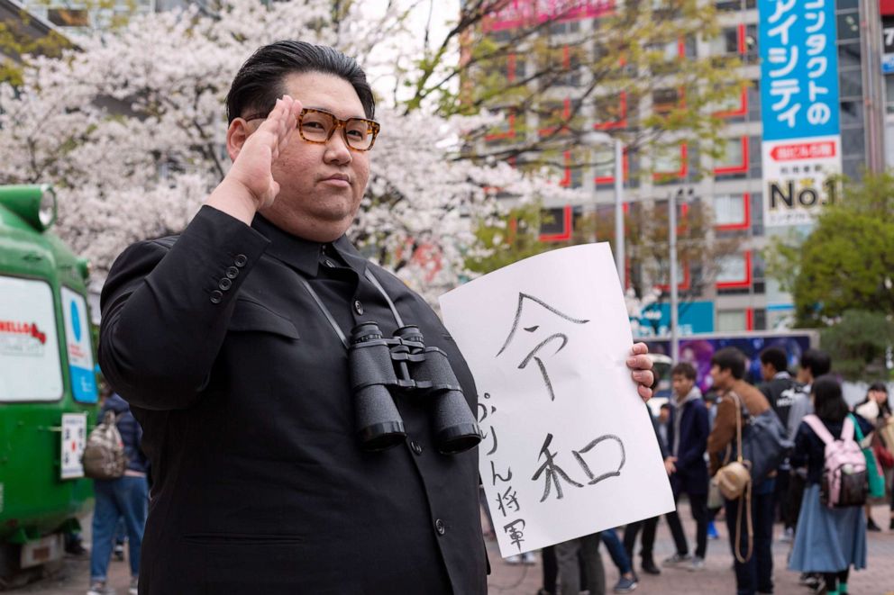 PHOTO: Purin Shogun, a 30-year-old Kim Jong Un impersonator, said the new era name "felt like world peace."