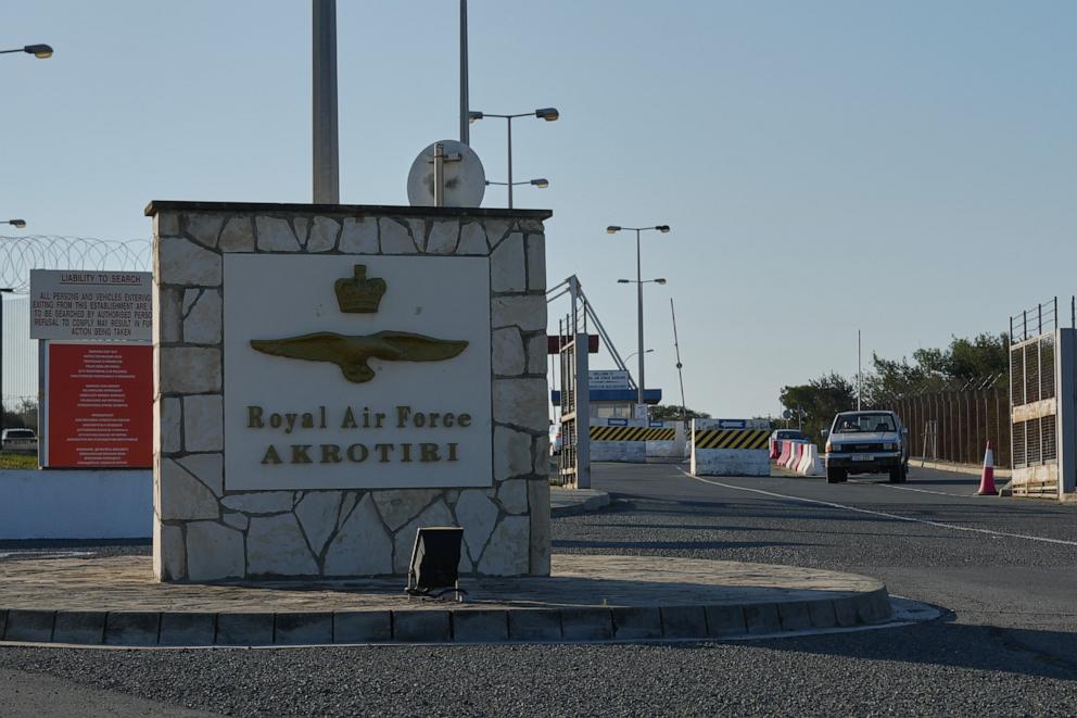 PHOTO: This photo shows the main gate of the Britain's Royal Air Force Akrotiri base near Limassol, Cyprus, on March, 2, 2026.