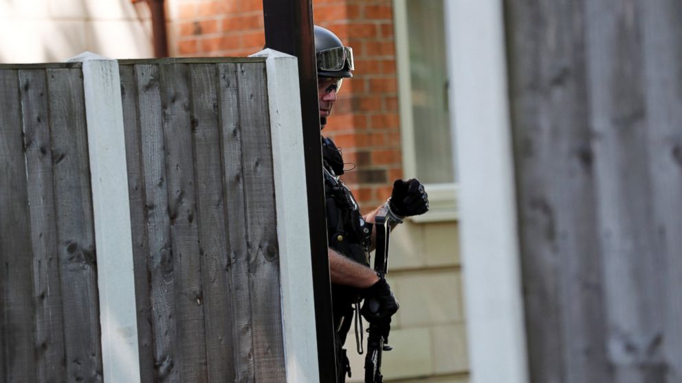 PHOTO: An armed police officer stands outside a residential property near to where a man was arrested in the Chorlton area of Manchester, England, May 23, 2017.