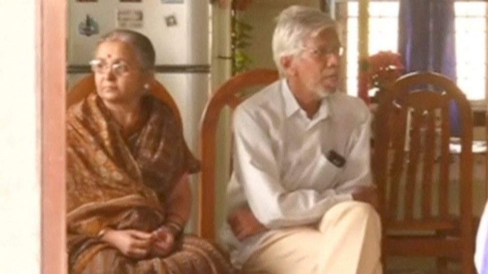 PHOTO: A still image taken from a video shows relatives of Srinivas Kuchibhotla, who was shot dead in a possible hate crime in Kansas, siting in their home in Hyderabad, Telangana, India, Feb. 24, 2017.