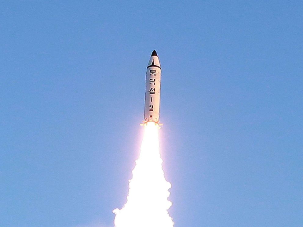 PHOTO: A view of the test-fire of Pukguksong-2 guided missile in this undated photo released by North Koreas Korean Central News Agency (KCNA) in Pyongyang, Feb. 13, 2017.