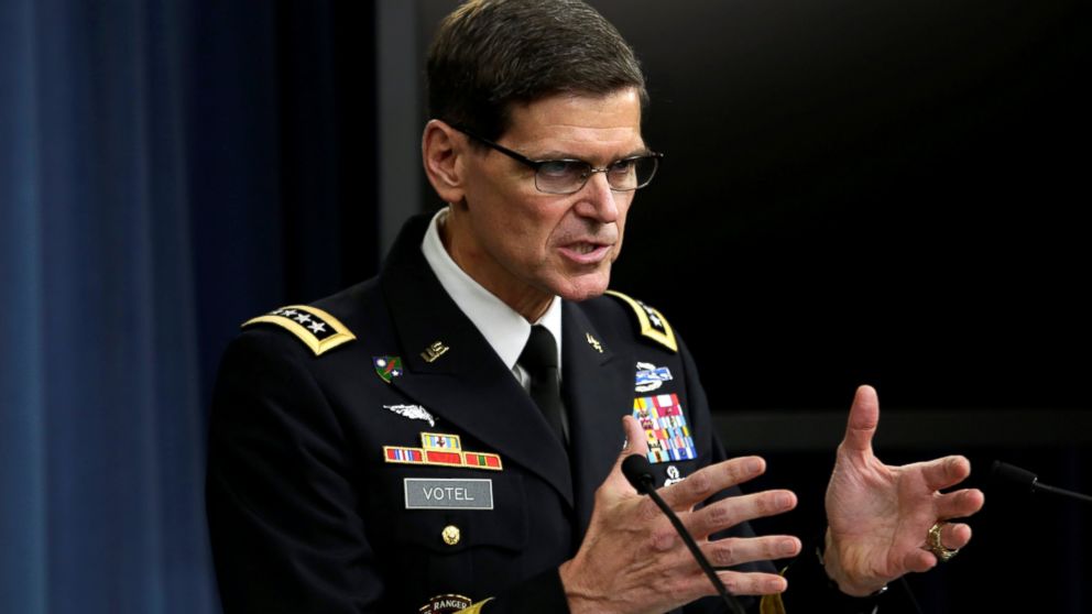 PHOTO: U.S. Army General Joseph Votel, commander, U.S. Central Command, briefs the media at the Pentagon April 29, 2016 about the investigation of the airstrike on the Doctors Without Borders trauma center in Kunduz, Afghanistan on October 3, 2015.
