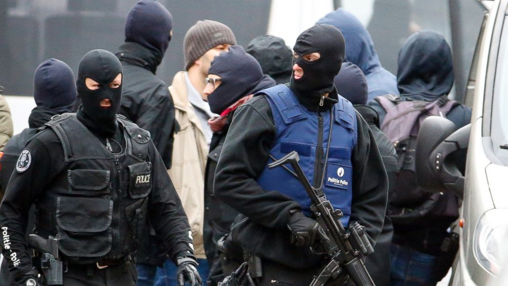 Belgian police are seen in Molenbeek, Belgium, Nov. 16. 2015.