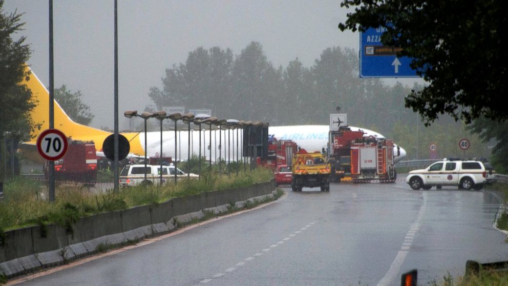 Cargo Plane Overshoots Runway, Ends On Local Road In Italy's Bergamo ...