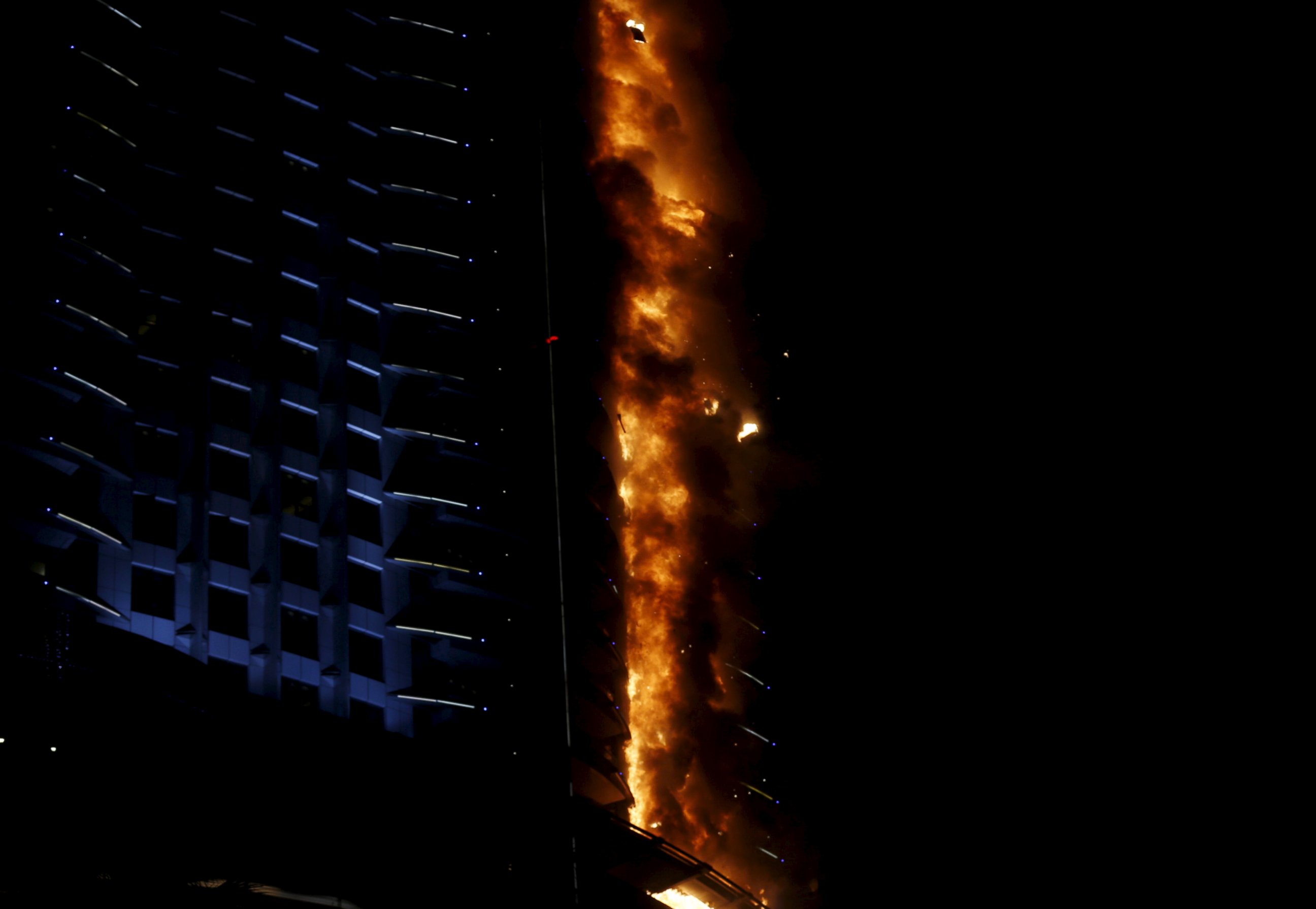 PHOTO: A fire engulfs The Address Hotel in downtown Dubai in the United Arab Emirates Dec. 31, 2015