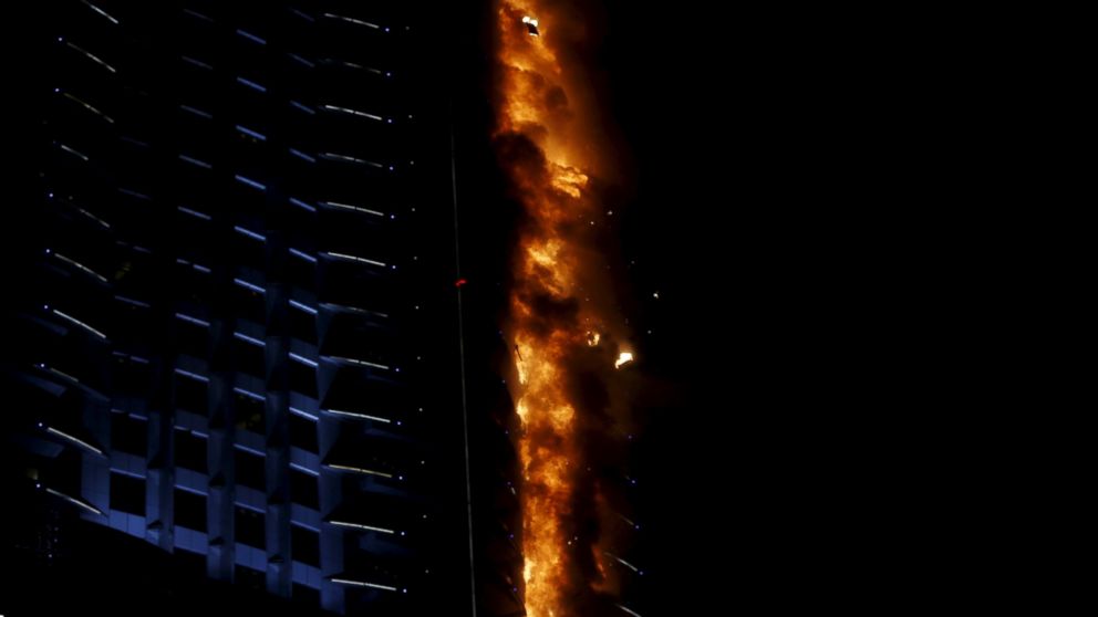 PHOTO: A fire engulfs The Address Hotel in downtown Dubai in the United Arab Emirates Dec. 31, 2015