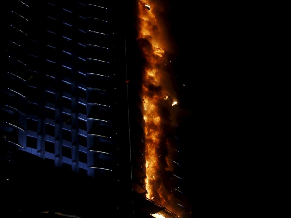 PHOTO: A fire engulfs The Address Hotel in downtown Dubai in the United Arab Emirates Dec. 31, 2015