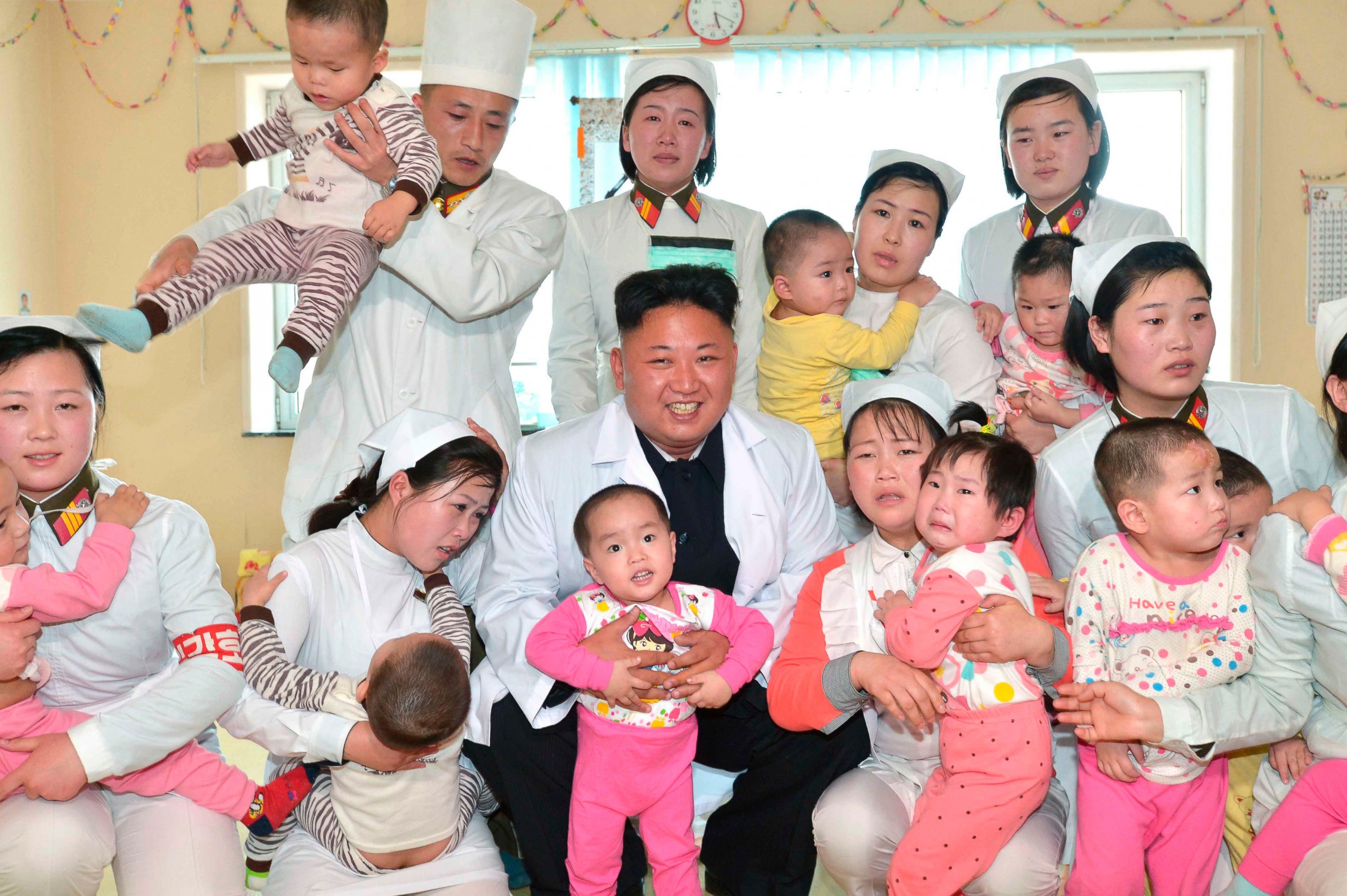 PHOTO: Kim Jong Un smiles during a visit to Taesongsan General Hospital in this undated photo released by North Korea's Korean Central News Agency in Pyongyang on May 19, 2014. 