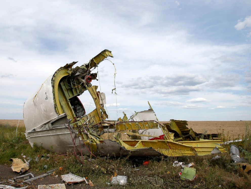 PHOTO: A part of the wreckage is seen at the crash site of the Malaysia Airlines Flight MH17 near the village of Hrabove (Grabovo), Ukraine, July 21, 2014.
