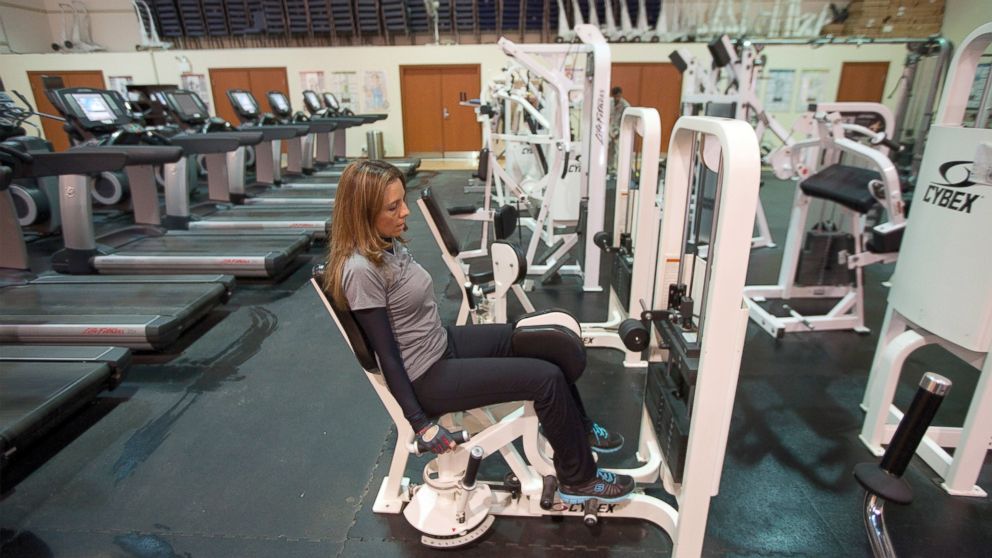 PHOTO: An embassy employee works out in a facilities building inside the compound of the U.S. embassy in Baghdad, Dec. 14, 2011.