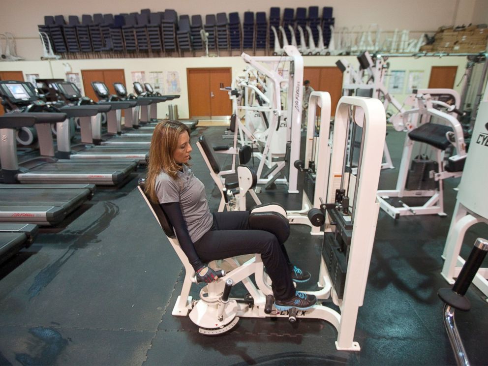 PHOTO: An embassy employee works out in a facilities building inside the compound of the U.S. embassy in Baghdad, Dec. 14, 2011.