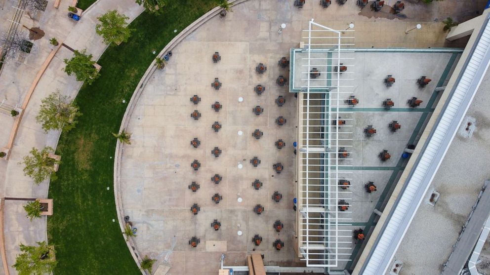 PHOTO: The empty UCR Student Recreation Center at the University of California Riverside, March 20, 2020, in Riverside, Calif. 