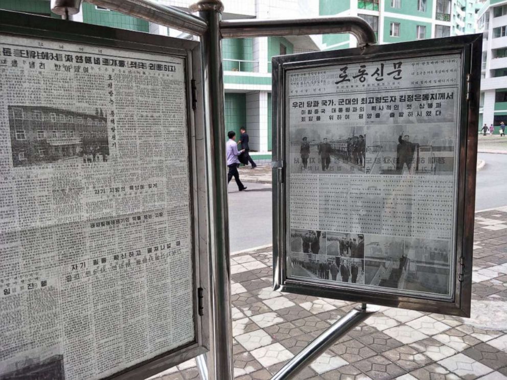 PHOTO: A copy of the latest issue of North Korea's state-run newspaper Rodong Sinmun on display for public viewing, Pyongyang, North Korea, June 11, 2018
Credit: Alek Sigley