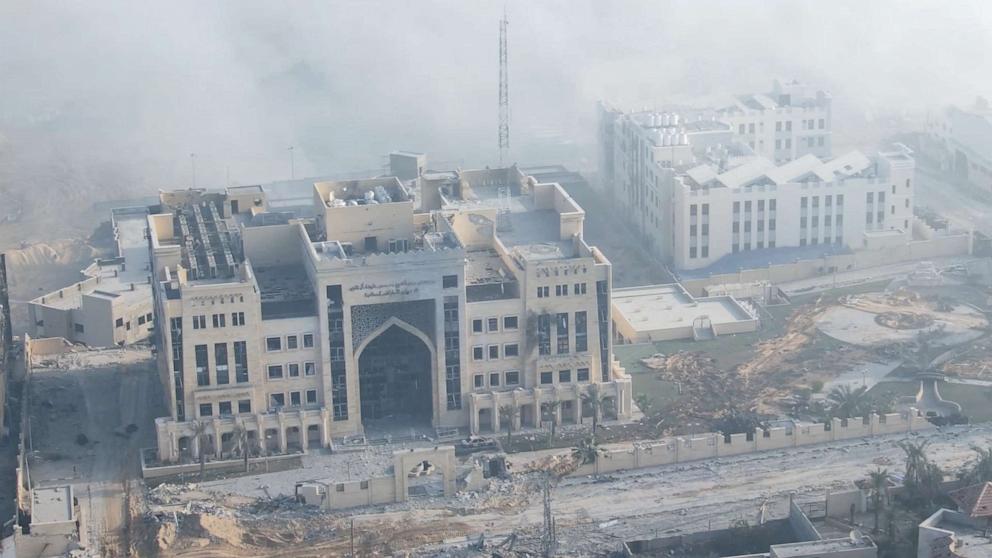 PHOTO: A view shows Sheikh Hamad Hospital, amid the ongoing conflict between Israel and the Palestinian Islamist group Hamas, at a location given as Gaza in this still image taken from video released Nov. 5, 2023.