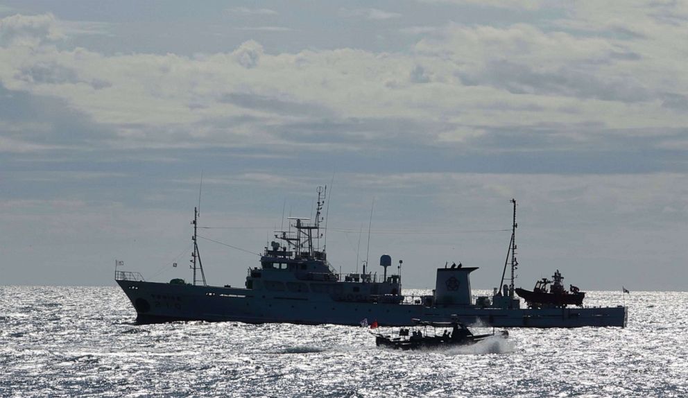 PHOTO: South Korea's government ships are seen near Yeonpyeong island, South Korea, Friday, Sept. 25, 2020. 