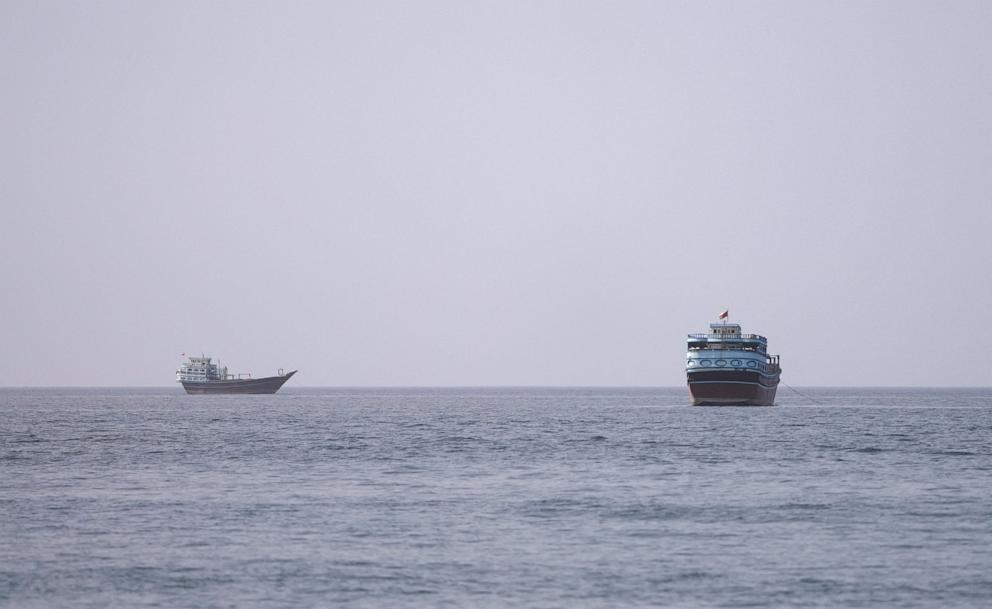 PHOTO: This file photo shows vessels in the Strait of Hormuz, as seen from Musandam, Oman, on July 17, 2026.