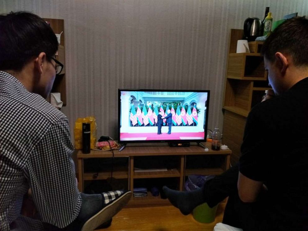 PHOTO: Students watch a documentary about the North Korea?United States Singapore Summit from their dorm room at Kim Il Sung University, Pyongyang, North Korea, June 14, 2018.