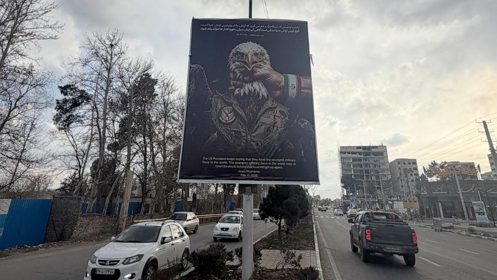PHOTO: This picture taken on March 31, 2026 shows an anti-U.S. banner displayed in Tehran.
