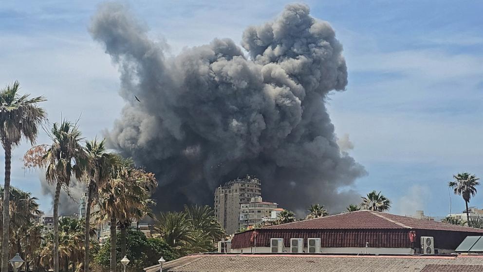 PHOTO: Smoke rises from the site of an Israeli strike in the southern Lebanese city of Tyre on May 31, 2026.