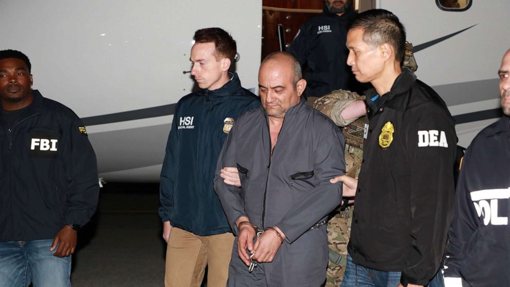 PHOTO: Dairo Antonio Usuga, the alleged leader of a massive cocaine trafficking organization in Colombia, was turned over to U.S. authorities at JFK Airport in New York on Thursday, May 5, 2022.