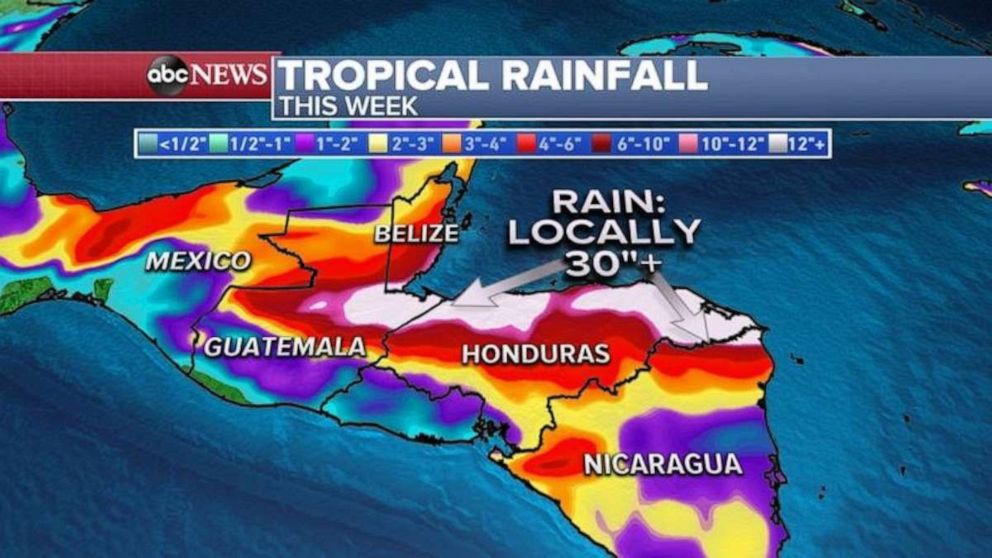 PHOTO: Computer guidance indicates that Iota could bring another 30 inches to parts of Central America. 