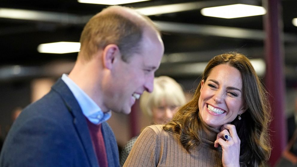 FILE - Britain's Prince William and Kate, Duchess of Cambridge visit the Church on the Street in Burnley, England, Jan. 20, 2022. Prince William and the Princess of Wales will make their first trip to the U.S. in eight years this week, hoping to focu
