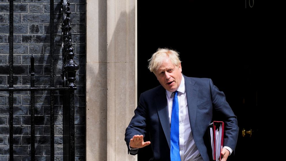 British Prime Minister Boris Johnson leaves 10 Downing Street in London, Wednesday, July 6, 2022. A defiant British Prime Minister Boris Johnson is battling to stay in power after his government was rocked by the resignation of two top ministers. His