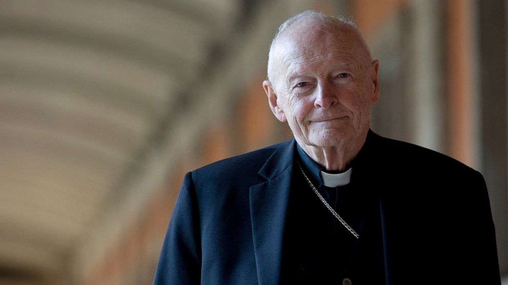 FILE - In this Feb. 13, 2013 file photo, Cardinal Theodore Edgar McCarrick poses for a photo in Rome. The Vatican on Tuesday will release its long-awaited report into what it knew about ex-Cardinal Theodore McCarrick’s sexual misconduct during his ri