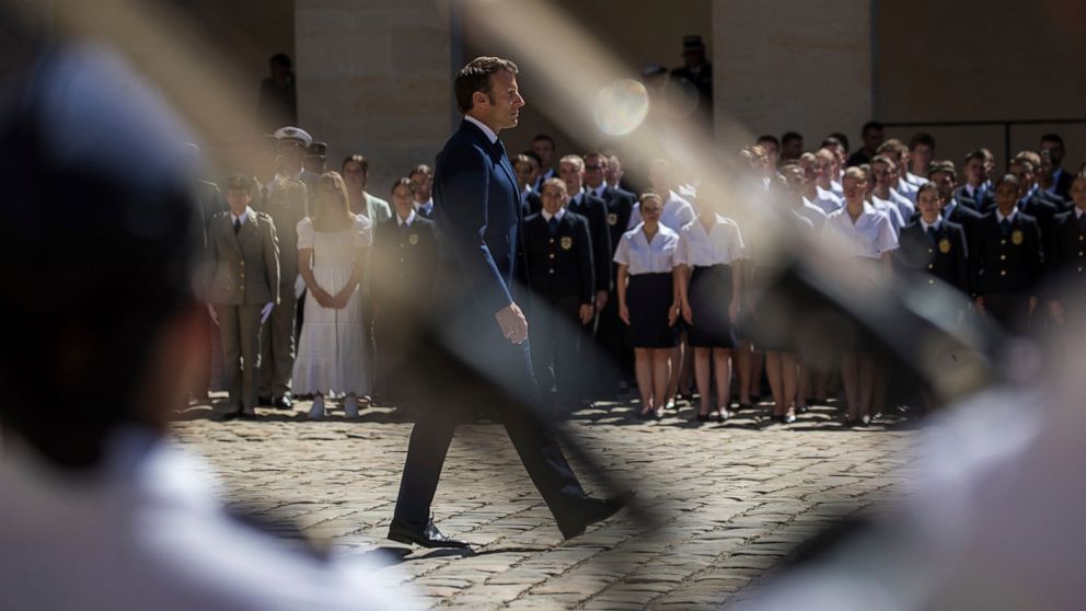 French President Macron attends military ceremony at the Invalides in Paris