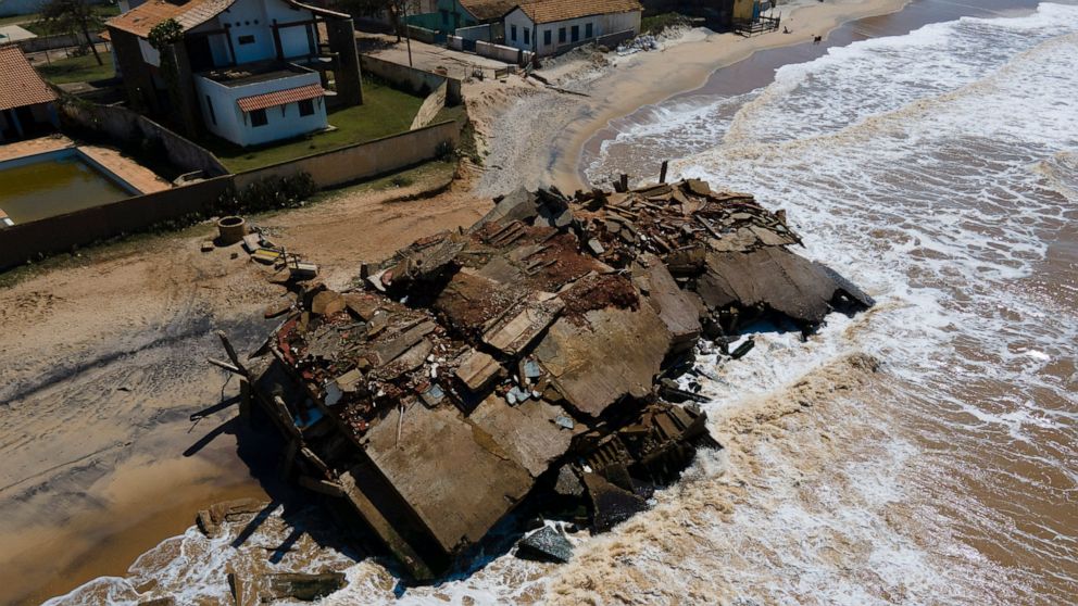 Brazil city district slipping into sea after river diverted