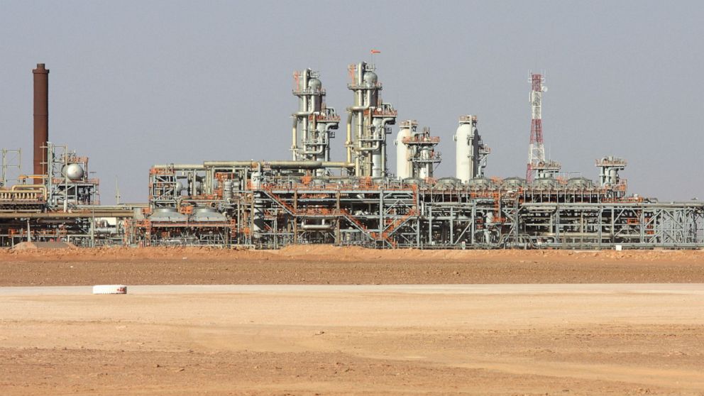 FILE - The Krechba gas plant in Algeria's Sahara Desert, about 1,200 kilometers (720 miles) south of the capital, Algiers, on Dec. 14, 2008. Algeria has threatened to suspend its gas exports to Spain, the latest twist in a complex triangle of diploma