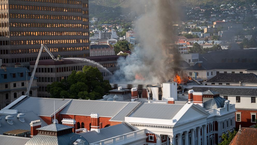 Fire hits South Africa's Parliament Building in Cape Town