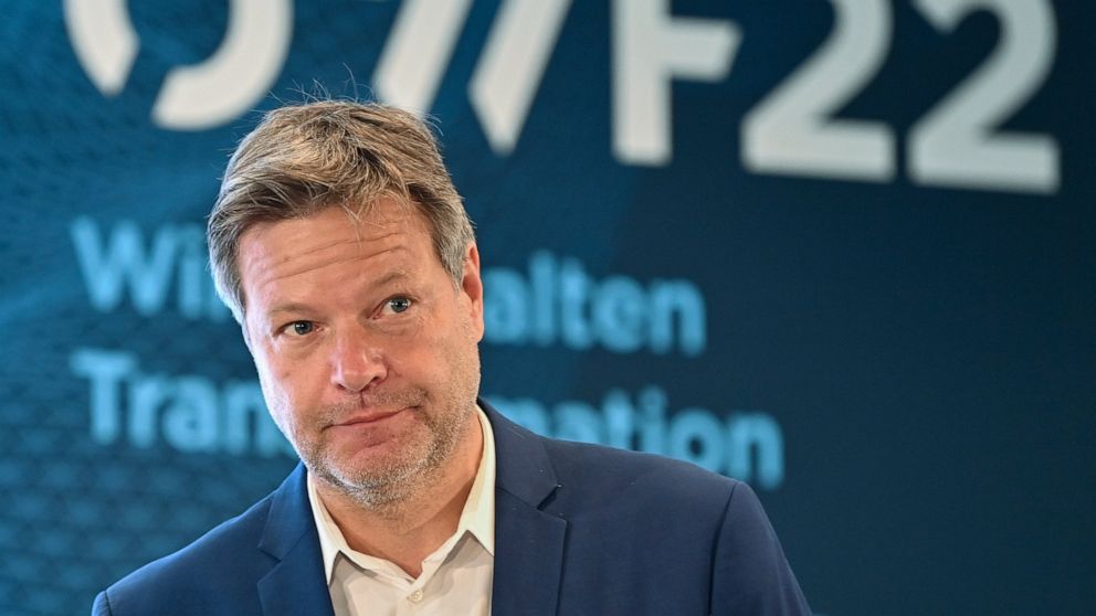 FILE - Robert Habeck, Federal Minister for Economic Affairs and Climate Protection, takes part in the East German Economic Forum (OWF) in Bad Saarow, Germany, Monday, June 13, 2022. Habeck is stepping up an appeal for the country's residents to save 
