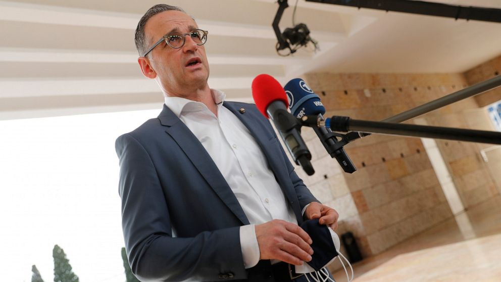 German Foreign Minister Heiko Maas arrives for a meeting of EU foreign ministers in Lisbon, Thursday, May 27, 2021. European Union foreign ministers meet Thursday to discuss EU-Africa relations and Belarus. (AP Photo/Armando Franca)
