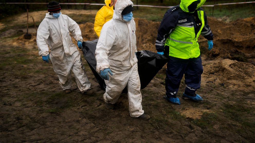 Bodies exhumed from mass grave in Ukraine’s liberated Lyman