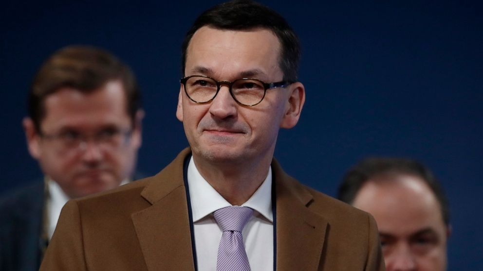 Polish Prime Minister Mateusz Morawiecki arrives for an EU summit in Brussels, Friday, Dec. 13, 2019. European Union leaders are gathering Friday to discuss Britain's departure from the bloc amid some relief that Prime Minister Boris Johnson has secu