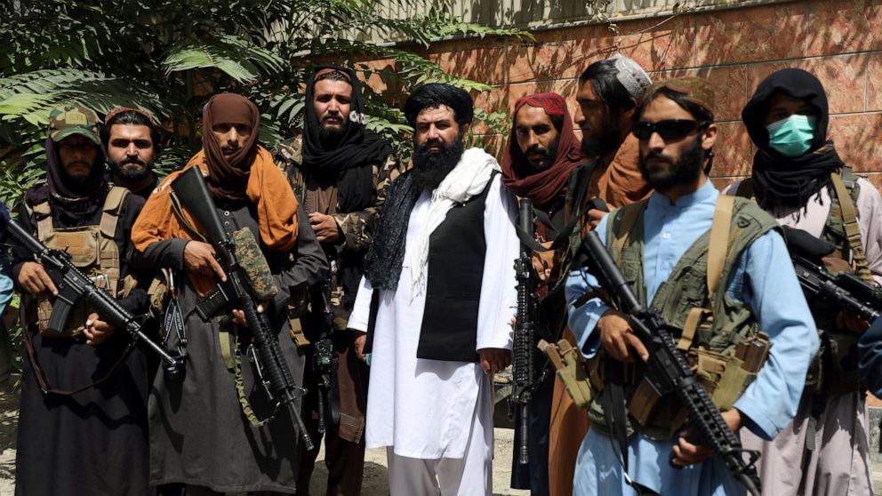Taliban fighters pose for photograph in Wazir Akbar Khan in the city of Kabul, Afghanistan, Wednesday, Aug. 18, 2021. The Taliban declared an "amnesty" across Afghanistan and urged women to join their government Tuesday, seeking to convince a wary po