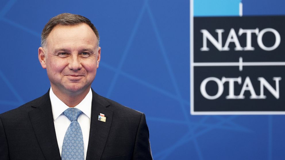 FILE - In this Monday, June 14, 2021 file photo, Poland's President Andrej Duda arrives for a NATO summit at NATO headquarters in Brussels. Poland’s President Andrzej Duda said Friday July 30, 2021, he sees the need for changes to his country's law o