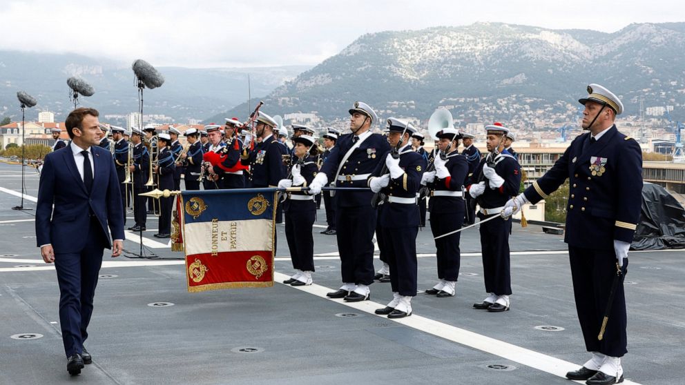 French President Macron talks about France's defence strategy, in Toulon