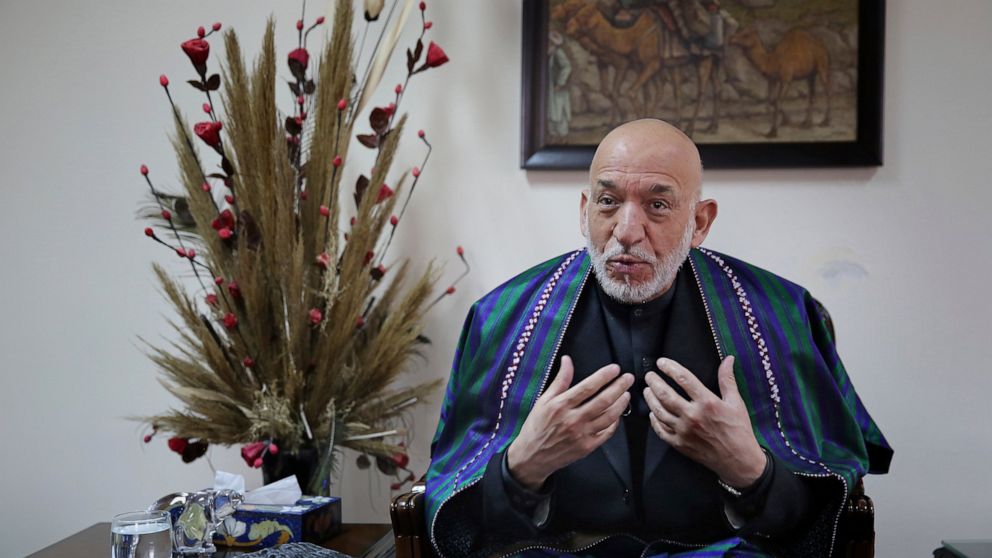 Former Afghan President Hamid Karzai speaks during an interview with The Associated Press, in Kabul, Afghanistan, Tuesday, Dec. 10, 2019. Karzai, whose final years in power were characterized by a cantankerous relationship with the United States, sai